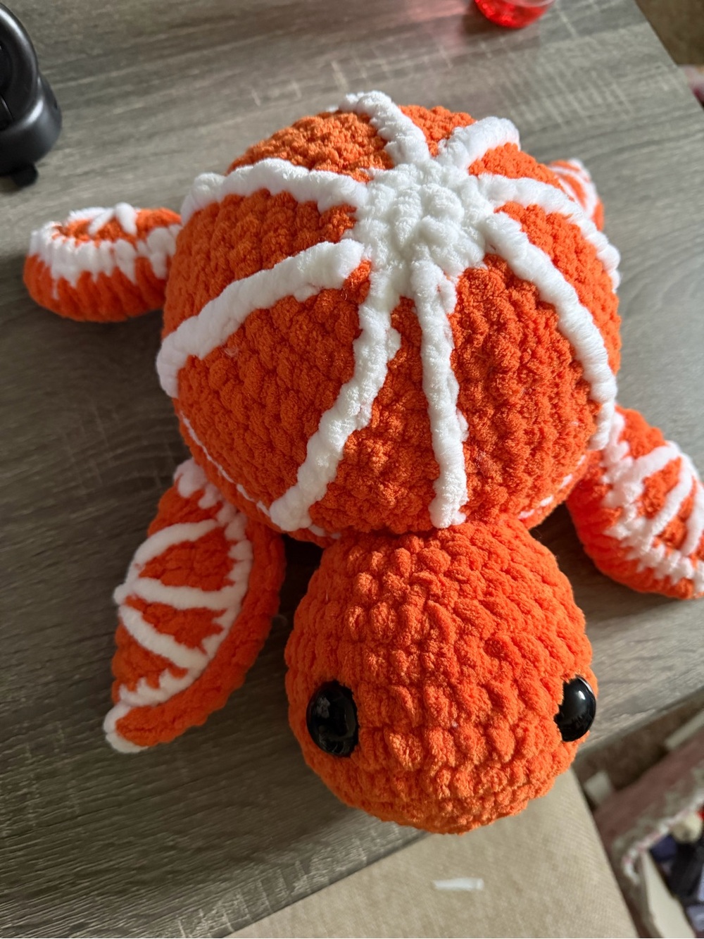 Handmade Orange & White Plush Sea Turtle Stuffed Animal Large